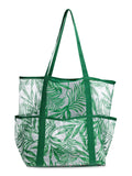 Time and Tru Women's Mesh Beach Tote, Tropical Leaf