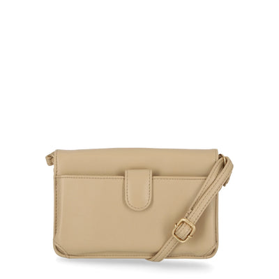 Time and Tru Women's Call Me Anytime Crossbody Vinyl Solid Beige