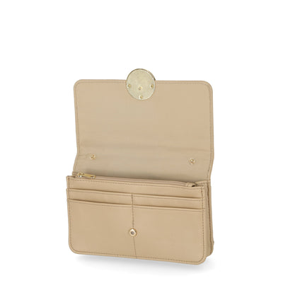 Time and Tru Women's Call Me Anytime Crossbody Vinyl Solid Beige